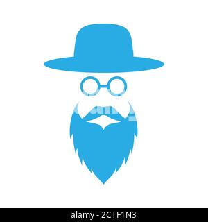 Jewish men in the traditional clothing. Ortodox Jew hat,mustache, glasses and beard. Man concept. Israel people. Flat style. Vector illustration. Stock Vector