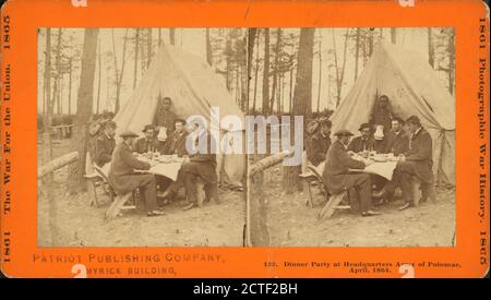 Dinner party at headquarters Army of Potomac, April, 1864., Taylor & Huntington, 1861, United States Stock Photo