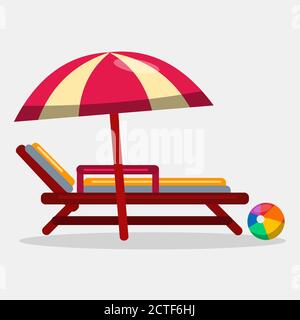 beach chair isolated vector illustration in flat style Stock Vector