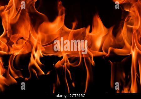 Red blaze Fire flame on a black background Stock Photo