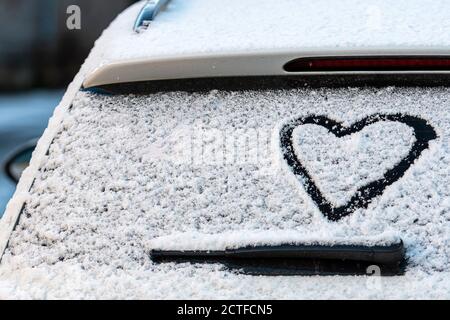 Download The Shape Of Heart On The Snow Closeup Shot Stock Photo Alamy Yellowimages Mockups