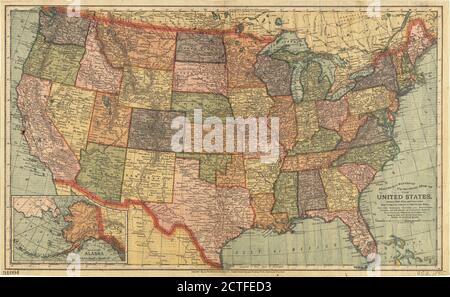 The Matthews-Northrup up-to-date map of the United States, cartographic, Maps, 1895 Stock Photo