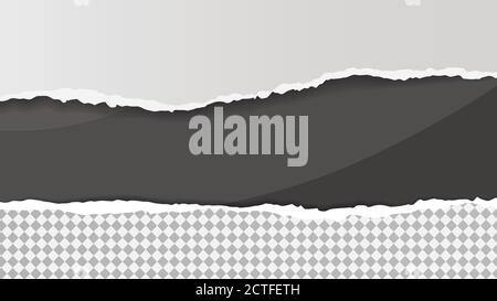Torn of white and squared paper pieces are on dark gray background for text, advertising or design. Vector illustration Stock Vector