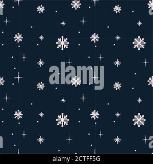 Seamless vector pattern with winter smowflake, snowfall. Christmas pattern Stock Vector