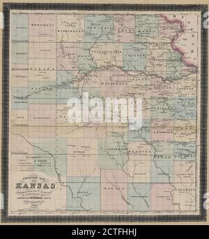 Township map of Kansas , cartographic, Maps, 1868, Beutler, J Stock Photo