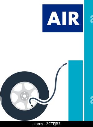 Wheels Pump Station Icon. Flat Color Design. Vector Illustration. Stock Vector