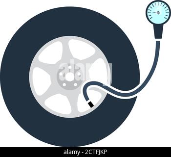 Tire Pressure Gage Icon. Flat Color Design. Vector Illustration. Stock Vector