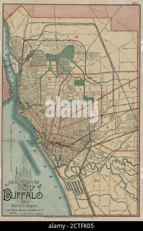 New map of the city of Buffalo, cartographic, Maps, 1884, Matthews-Northrup Company Stock Photo