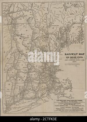 Railway map of the New England states, cartographic, Maps, 1867 Stock Photo