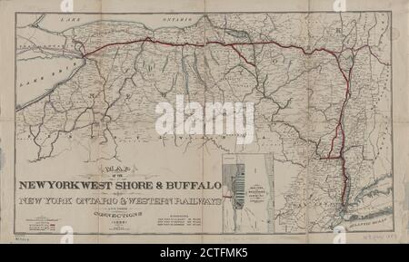 Map of the New York West Shore & Buffalo and New York Ontario & Western railways and their connections, 1883, cartographic, Maps, 1883, Cook, Frederick S Stock Photo