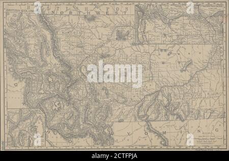 Rand, McNally & Co.'s new business atlas map of Montana, cartographic, Maps, 1893, Rand McNally and Company Stock Photo