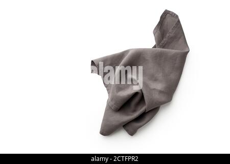 Gray folded kitchen cloth isolated. Top view on white background Stock Photo