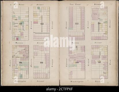 Jersey City, V. 1, Double Page Plate No. 10 Map bounded by Van Vorst St., York St., Washington St., Essex St., still image, Atlases, 1866 Stock Photo