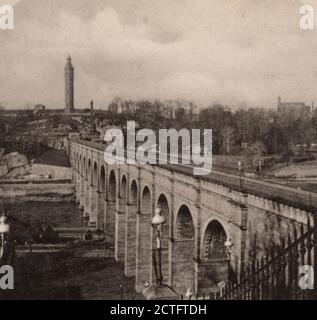 High Bridge (Croton Aqueduct), across Harlem River, from the East., 1900, New York (State), New York (N.Y.), New York, High Bridge (New York, N.Y Stock Photo