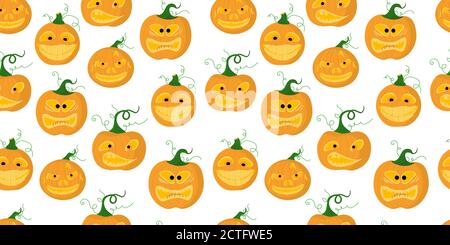 Background for Halloween. A pumpkin with a scary face. illustration vector seamless pattern. Stock Vector