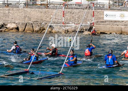 Canoe polo match in Amalfi, Campania, Italy Stock Photo