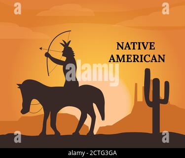 Illustration vector design of Native American background landscape Stock Vector