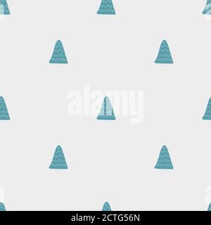 Hand drawn christmas tree seamless pattern on grey background Stock Vector