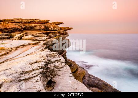 Shark Point on the way of Bondi to Bronte coastal walk Stock Photo