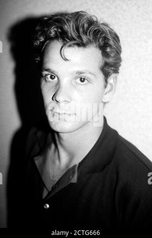 Pete de Freitas from Echo & the Bunnymen during a photoshoot in a hotel ...