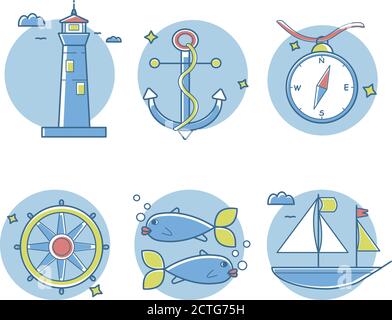 icons marine Stock Vector