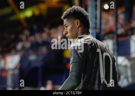 Luton, UK. 07th July, 2020. Marcus Rashford of Manchester United (10) during the Carabao Cup match between Luton Town and Manchester United behind closed doors at Kenilworth Road, Luton, England on 22 September 2020. Photo by David Horn. Credit: PRiME Media Images/Alamy Live News Stock Photo