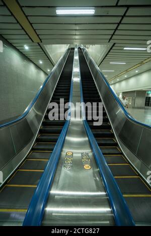 Escalator in metro station Stock Photo
