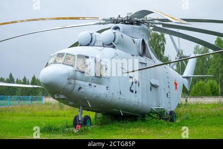 July 18, 2018, Moscow region, Russia. Mil Mi-26 heavy transport helicopter at the Central Museum of the Russian Air Force in Monino. Stock Photo