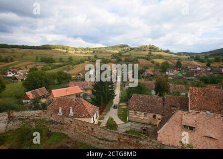 View from the fortified Church in Biertan, Romania, Europe (deutsch Birthälm) Stock Photo
