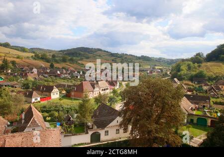 View from the fortified Church in Biertan, Romania, Europe (deutsch Birthälm) Stock Photo