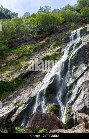 A 121 meters tall waterfall called Powerscourt in a Wicklow Mountains National Park in Ireland Stock Photo