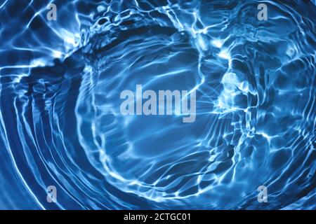 transparent dark blue colored clear calm water surface texture  Stock Photo