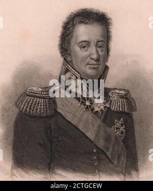 Jan Henryk Dabrowski. Johann Heinrich Dombrowski. Polish general 1839 print Stock Photo
