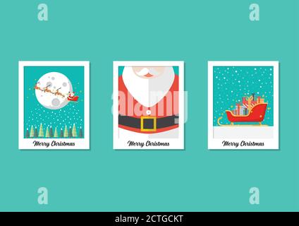 Merry Christmas Images on Polaroid Photo Frames collection set. Vector illustration Stock Vector