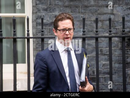 London, UK. 23rd Sep, 2020. Alex Burghart, Parliamentary Private Secretary to Boris Johnson, Leaves Number 10. Prime Minister, Boris Johnson, leaves for Prime Minitser's Questions at Parliament. Credit: Mark Thomas/Alamy Live News Stock Photo