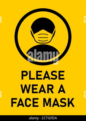 Please Wear a Face Mask Instruction Sign. Vector Image. Stock Vector