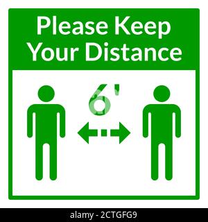 Please Keep Your Distance 6 Feet Square Social Distancing Instruction Icon. Vector Image. Stock Vector
