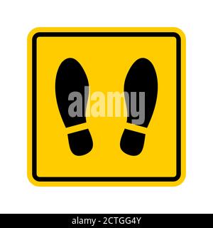 Rounded Corners Square Floor Marking Icon with Shoe Prints for Queue Line or Other Purposes Requiring Social Distancing. Vector Image. Stock Vector