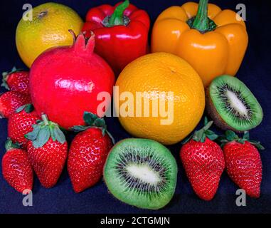 An assortment of fresh fruits and vegetables Stock Photo