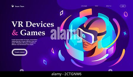 Man wearing virtual reality headset. Stock Vector