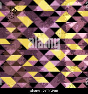 abstract geometric background pattern, with triangles, dots, paint strokes and splashes, seamless Stock Vector