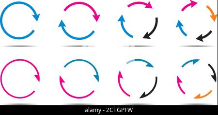 Set of colour circle arrows. Vector Icons. Graphic for website. Stock Vector