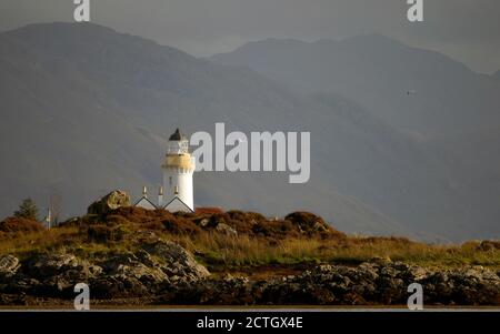 Autumn light on Ornsay Lighthouse Stock Photo