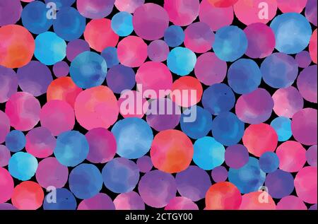Watercolor circles seamless background pattern. Colorful dots  hand painted. Textile pattern, fabric swatch, wrapping paper. Stock Photo