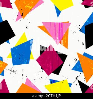 abstract geometric background pattern, with triangles, paint strokes and splashes Stock Vector