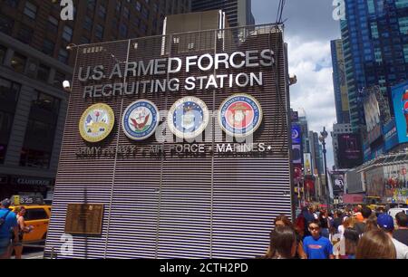 U.S Armed Forces Recruiting Station sign in Times Square, New York City, USA Stock Photo