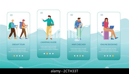 Budget tourism onboarding mobile app screen vector template Stock Vector