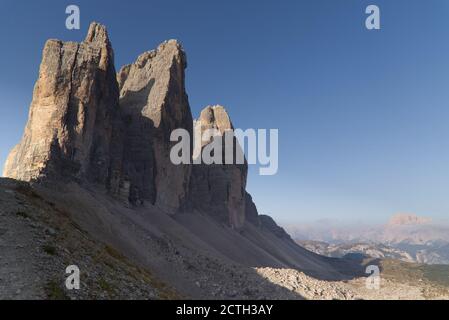 The Three peaks of Lavaredo in the Italian Dolomites Stock Photo