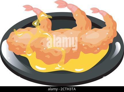 Chinese king prawn color icon Stock Vector