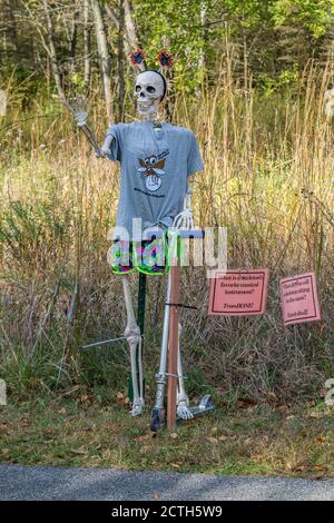 Scarecrow entry in annual fall contest at Prophetstown State Park living history museum  Battleground Indiana Stock Photo